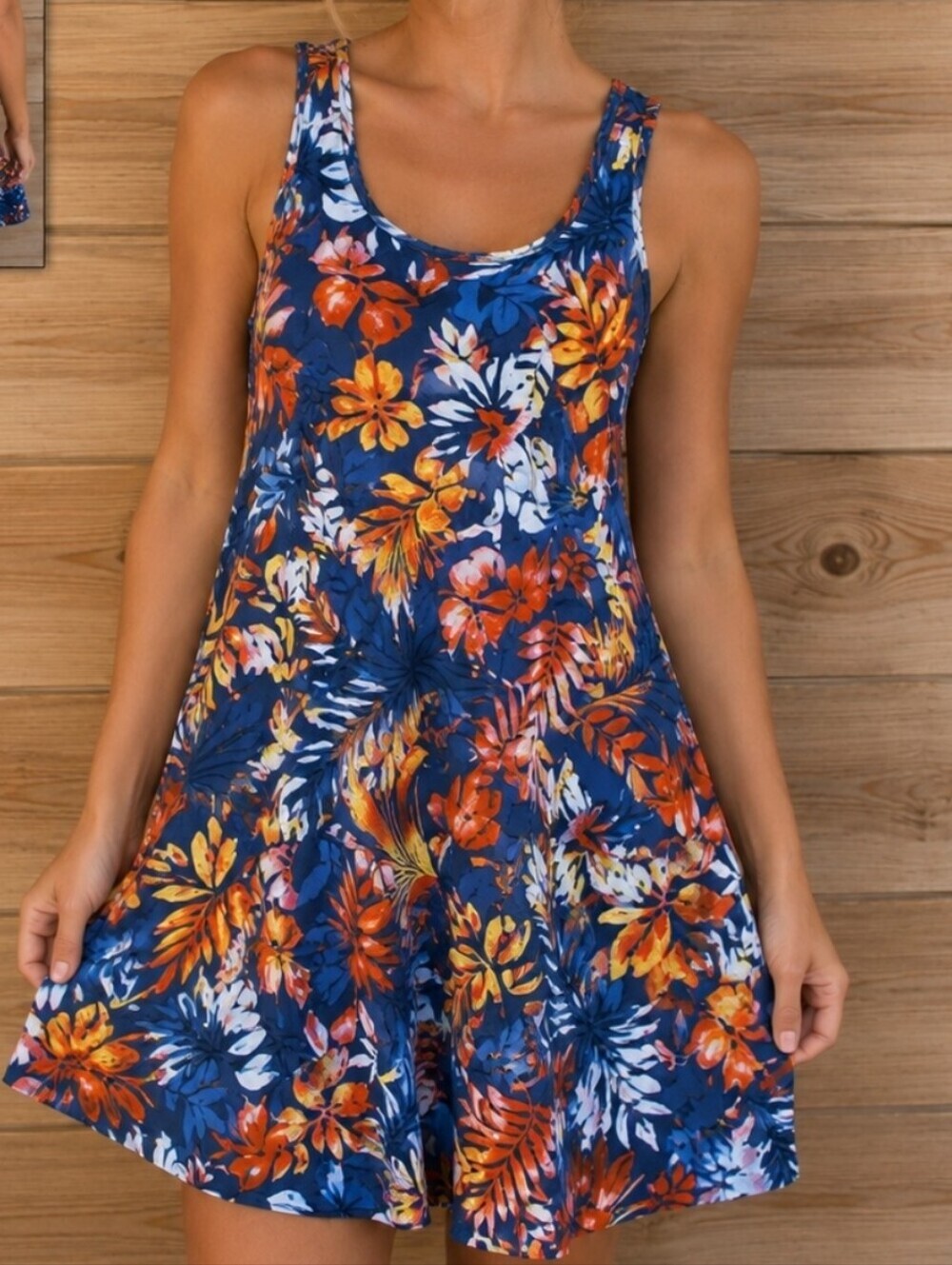 LASCANA Tropical Floral Sleeveless Swing Dress Cover Up US 4 NWT
